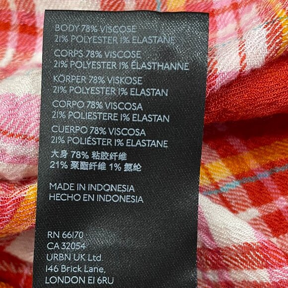 Anthropologie Pilcro Relaxed Plaid Buttondown Shirt Size M Orange - Picture 11 of 11